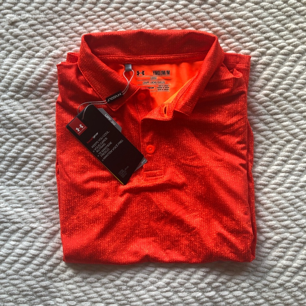 Boys Orange Under Armour Performance Polo